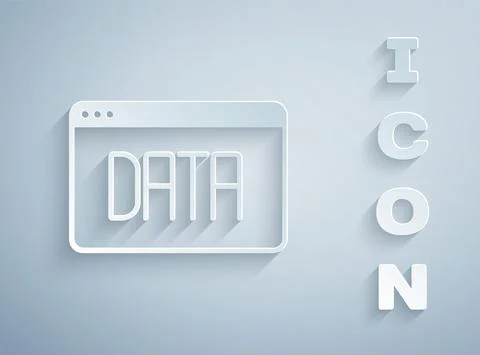 Paper cut Data analysis icon isolated on grey background. Business data analysis Stock Illustration