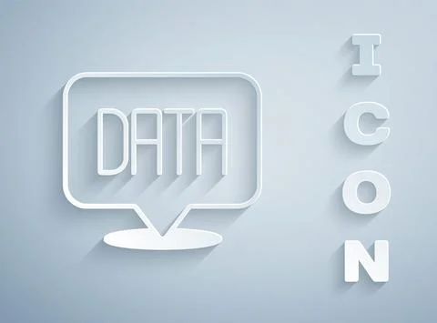 Paper cut Data analysis icon isolated on grey background. Business data analysis Illustrazione stock