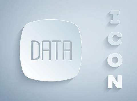 Paper cut Data analysis icon isolated on grey background. Business data analysis Illustrazione stock
