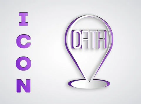 Paper cut Data analysis icon isolated on grey background. Business data analysis Stock Illustration