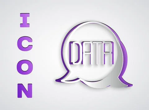 Paper cut Data analysis icon isolated on grey background. Business data analy 스톡 일러스트