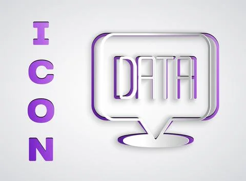 Paper cut Data analysis icon isolated on grey background. Business data analysis Stock Illustration