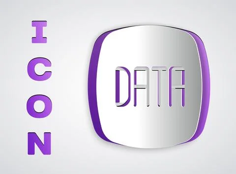 Paper cut Data analysis icon isolated on grey background. Business data ana.. Stock Illustration