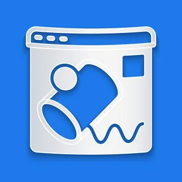 Paper cut Data visualisation icon isolated on blue background. Paper art style Stock Illustration
