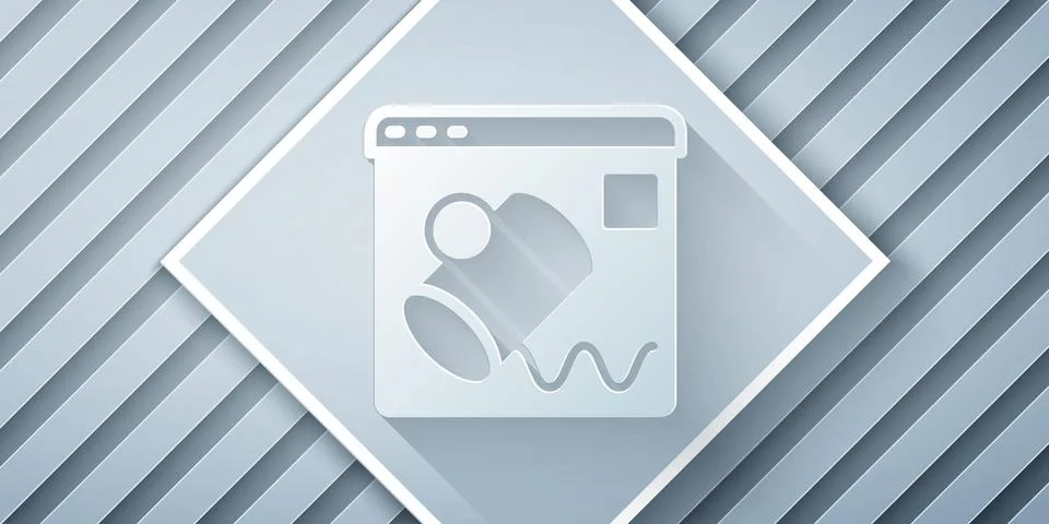 Paper cut Data visualisation icon isolated on grey background. Paper art st.. 스톡 일러스트