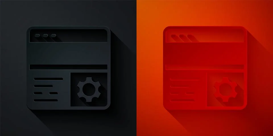 Paper cut Debugging icon isolated on black and red background. Debugging to.. Stock Illustration