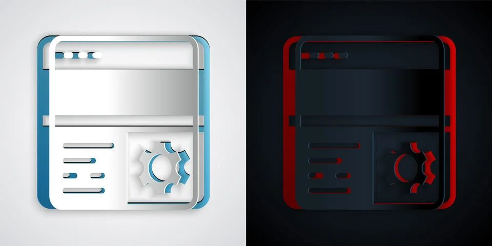 Paper cut Debugging icon isolated on grey and black background. Debugging t.. イラスト素材