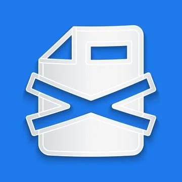 Paper cut Delete file document icon isolated on blue background. Rejected 库存插图