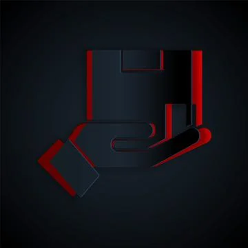 Paper cut Delivery insurance icon isolated on black background. Insured Stock Illustration