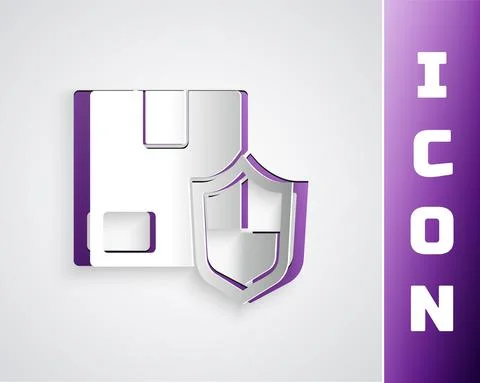 Paper cut Delivery security with shield icon isolated on grey background 스톡 일러스트
