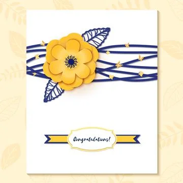 Paper cut design with flower composition on sheet. Beautiful background with Stock Illustration
