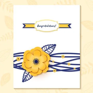 Paper cut design with flower composition on sheet. Beautiful background with Stock Illustration