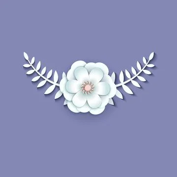 Paper cut design with flower composition. Beautiful background with fantasy Stock Illustration