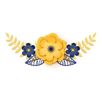 Paper cut design with flower composition. Beautiful background with fantasy Stock Illustration