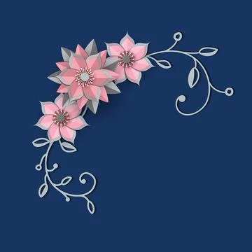 Paper cut design with flower composition. Beautiful angle background with Stock Illustration