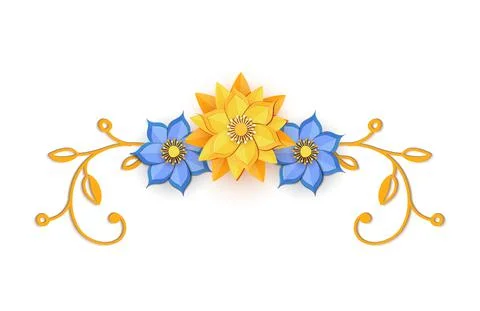 Paper cut design with flower composition. Beautiful background with paper Illustrazione stock
