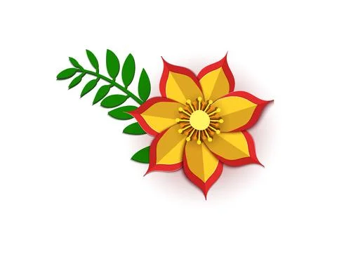 Paper cut design with flower composition. Beautiful background with fantasy Stock Illustration
