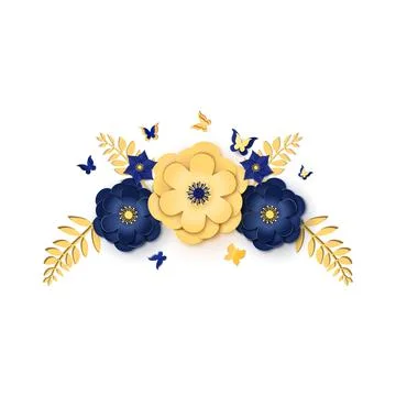 Paper cut design with flower composition. Beautiful background with fantasy Stock Illustration