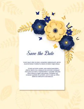 Paper cut design with flower composition on sheet. Beautiful background with Stock Illustration