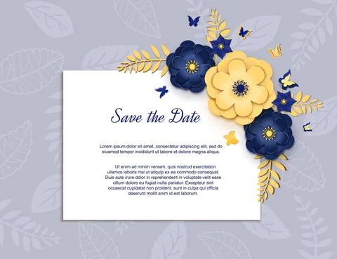Paper cut design with flower composition on sheet. Beautiful background with Stock Illustration