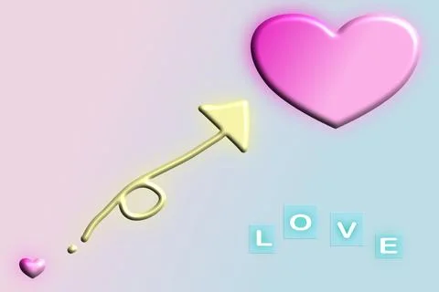 Paper-cut design,with heart shape and LOVE letters in 3D art style Stock Illustration
