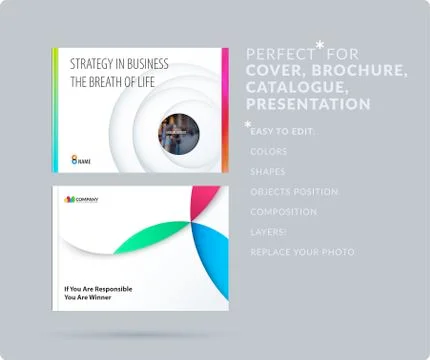 Paper-cut design soft presentation template with colourful circles shadows Stock Illustration