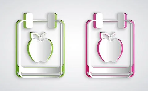 Paper cut Diet plan icon isolated on isolated on grey background. Concept o.. Stock Illustration