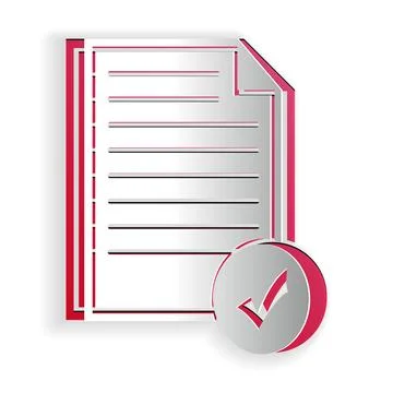 Paper cut Document and check mark icon isolated on white background. Checklist Stockillustratie