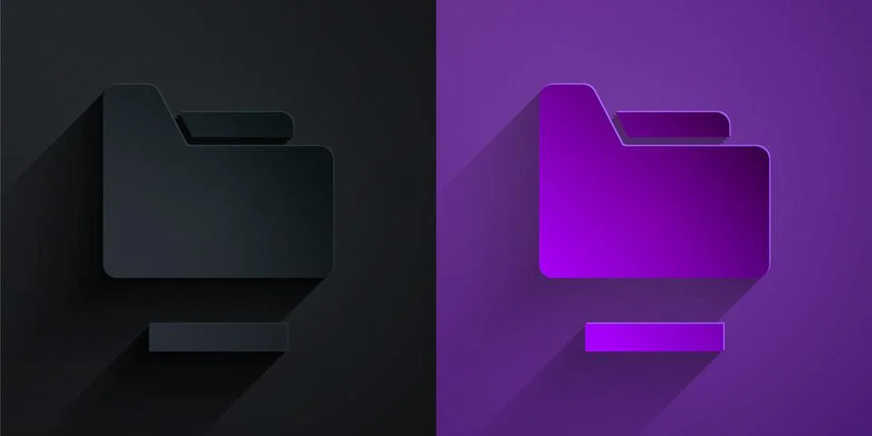Paper cut Document folder icon isolated on black on purple background Stock-Illustration