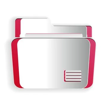 Paper cut Document folder icon isolated on white background. Accounting binder イラスト素材