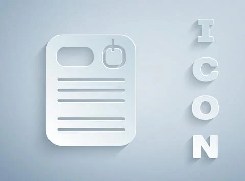 Paper cut Dossier folder icon isolated on grey background. Paper art style 스톡 일러스트