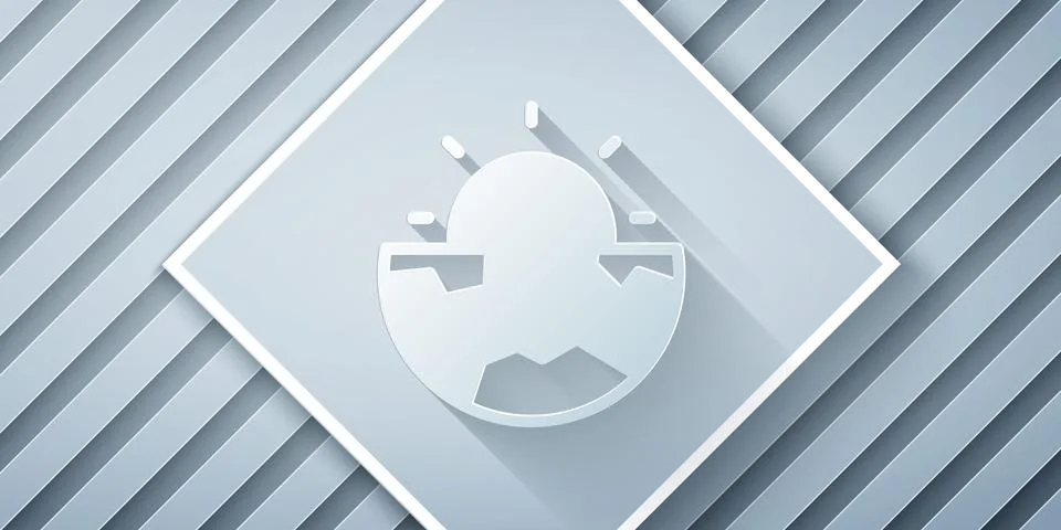 Paper cut Earth core structure crust icon isolated on grey background. Paper art Stock Illustration