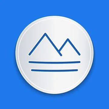 Paper cut Earth element of the symbol alchemy icon isolated on blue background Illustrazione stock