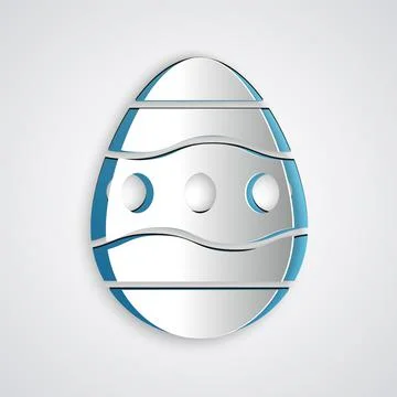 Paper cut Easter egg icon isolated on grey background. Happy Easter. Paper art Stock Illustration