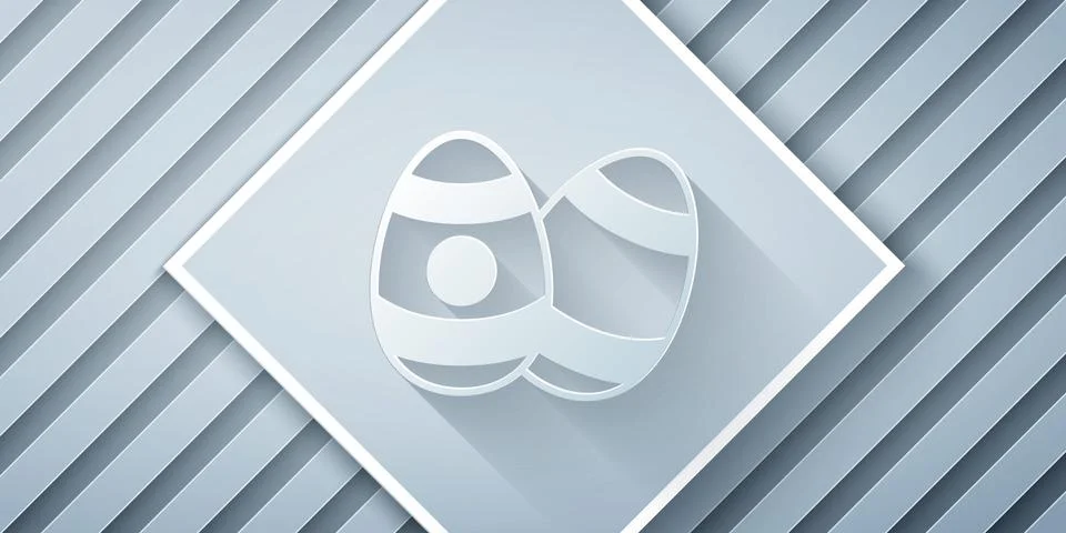 Paper cut Easter egg icon isolated on grey background. Happy Easter. Paper art 스톡 일러스트