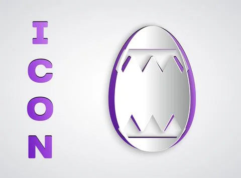 Paper cut Easter egg icon isolated on grey background. Happy Easter. Paper art Stock Illustration