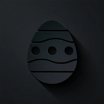 Paper cut Easter egg icon isolated on black background. Happy Easter. Paper.. Stock Illustration