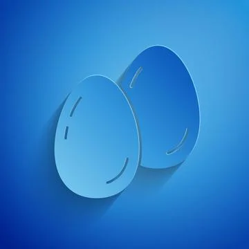 Paper cut Easter eggs icon isolated on blue background. Happy Easter. Paper art Illustrazione stock