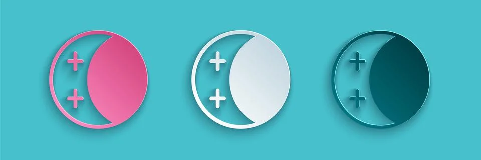 Paper cut Eclipse of the sun icon isolated on blue background. Total sonar Stock Illustration
