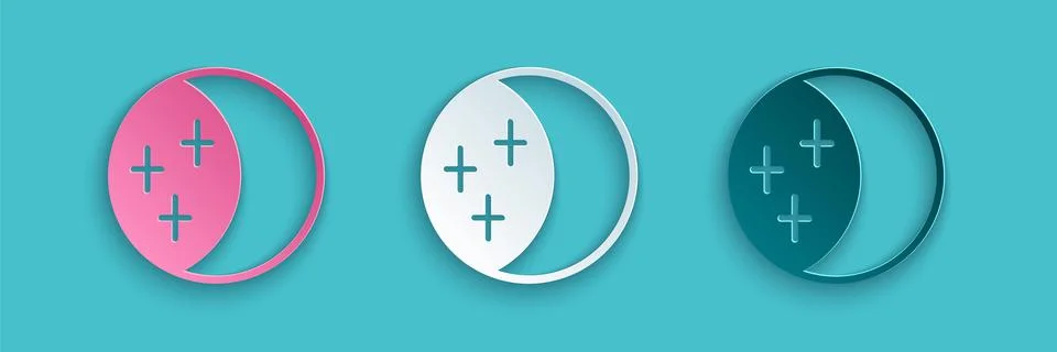 Paper cut Eclipse of the sun icon isolated on blue background. Total sonar Stock Illustration