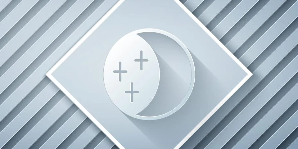 Paper cut Eclipse of the sun icon isolated on grey background. Total sonar Stock Illustration