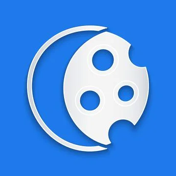 Paper cut Eclipse of the sun icon isolated on blue background. Total sonar Stock Illustration