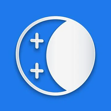 Paper cut Eclipse of the sun icon isolated on blue background. Total sonar ec Stock Illustration