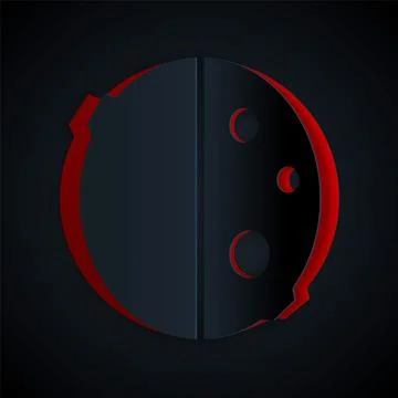 Paper cut Eclipse of the sun icon isolated on black background. Total sonar Illustrazione stock