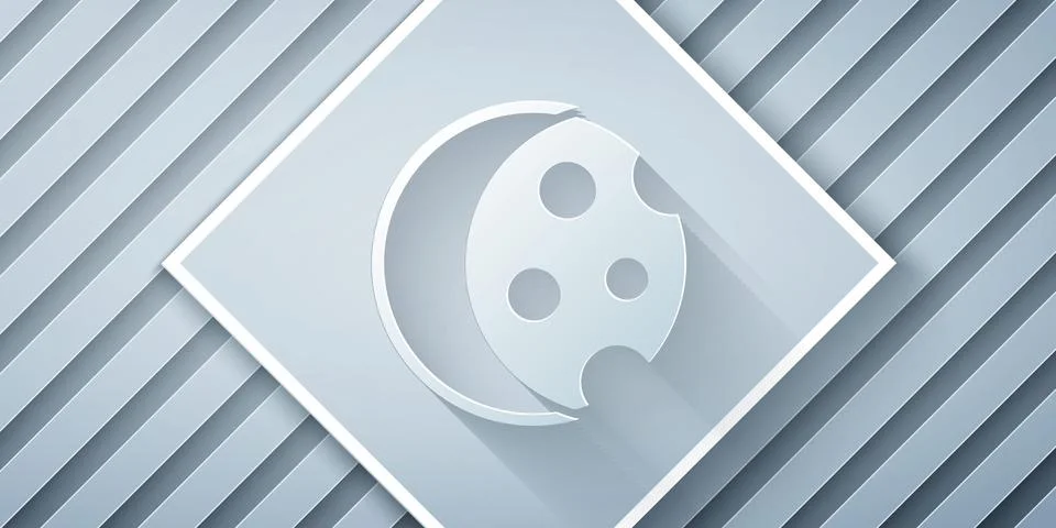 Paper cut Eclipse of the sun icon isolated on grey background. Total sonar Ilustração Stock