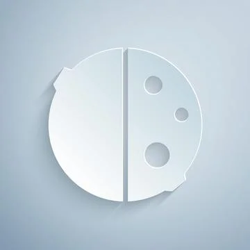 Paper cut Eclipse of the sun icon isolated on grey background. Total sonar ec Ilustração Stock