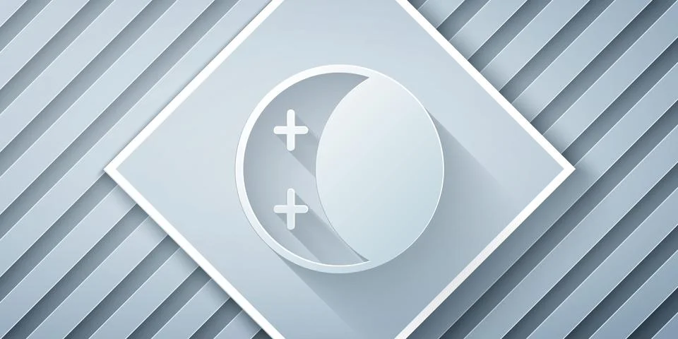Paper cut Eclipse of the sun icon isolated on grey background. Total sonar ec Stock Illustration