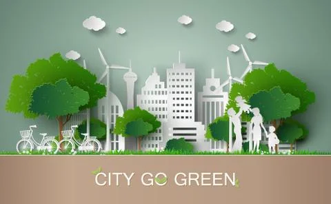 Paper cut of eco concept. Stock Illustration