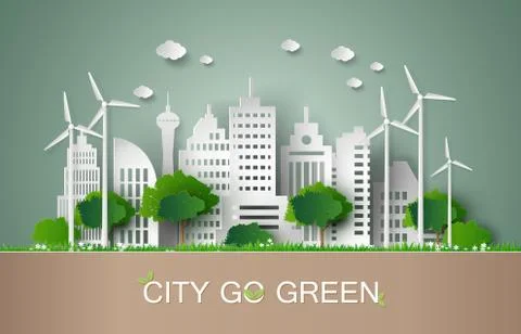 Paper cut of eco concept. Stock Illustration