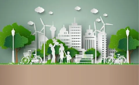 Paper cut of eco concept. Stock Illustration